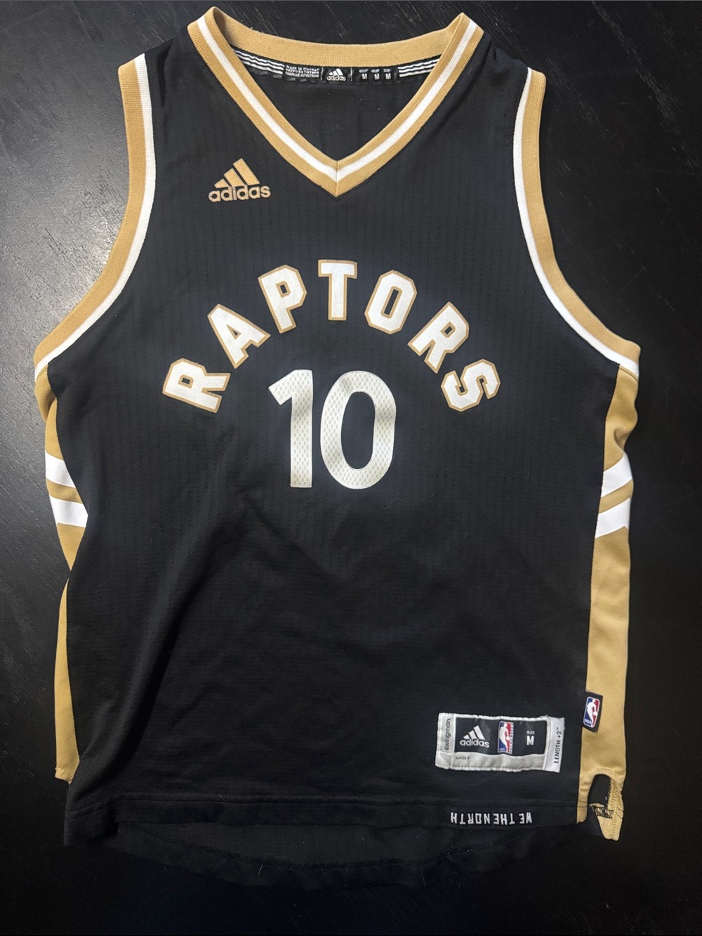 adidas Black and Gold Raptors #10 Basketball Jersey